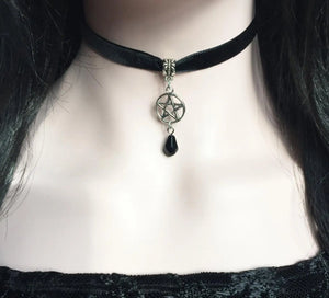 Crescent Moon Velvet Choker Necklace
