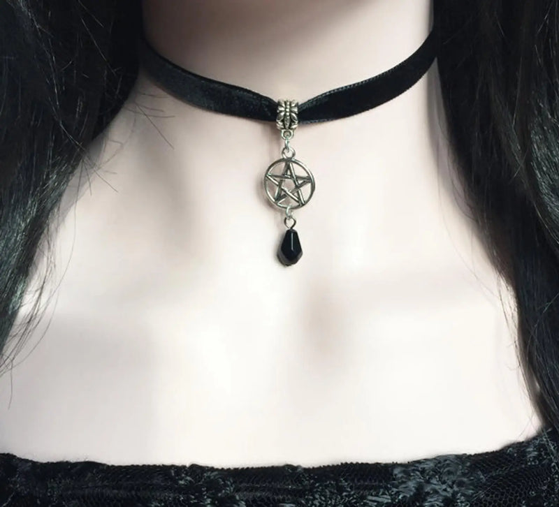 Crescent Moon Velvet Choker Necklace