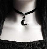 Crescent Moon Velvet Choker Necklace