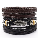 Vintage Owl Beads Feather Wing Charm Bracelets for Men and Women