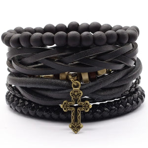 Vintage Owl Beads Feather Wing Charm Bracelets for Men and Women