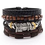 Vintage Owl Beads Feather Wing Charm Bracelets for Men and Women