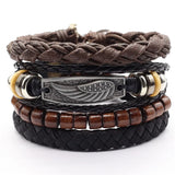 Vintage Owl Beads Feather Wing Charm Bracelets for Men and Women
