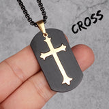 Long Men Necklace Pendants Chain Punk Religon Stainless Steel Jewelry
