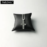 925 Sterling Silver Cross Pave Necklace Link Chain