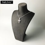 925 Sterling Silver Cross Pave Necklace Link Chain