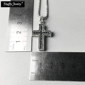 925 Sterling Silver Cross Pave Necklace Link Chain
