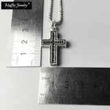 925 Sterling Silver Cross Pave Necklace Link Chain