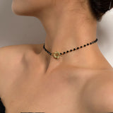 Crystal Bead Chokers Necklaces for Women OT Buckle Short Chain
