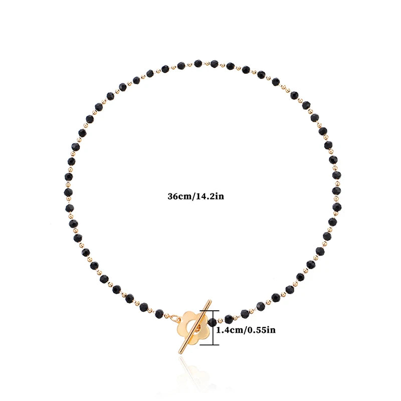 Crystal Bead Chokers Necklaces for Women OT Buckle Short Chain