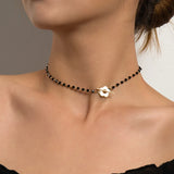 Crystal Bead Chokers Necklaces for Women OT Buckle Short Chain