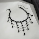 Crystal Beads Chains Tassels Choker Necklace Wedding Accessories