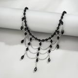 Crystal Beads Chains Tassels Choker Necklace Wedding Accessories