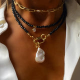 Crystal Beads & Baroque Pearl Pendant Necklace for Women