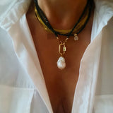Crystal Beads & Baroque Pearl Pendant Necklace for Women