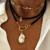 Crystal Beads & Baroque Pearl Pendant Necklace for Women