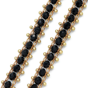 Crystal Glass Bead Chain 7mm, Unplated Brass Chain (#LK-032-2)