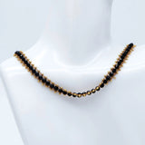 Crystal Glass Bead Chain 7mm, Unplated Brass Chain (#LK-032-2)