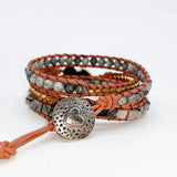 Crystal Grey Stone Beaded Bracelet Layer Boho Lady Bracelet