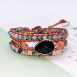 Crystal Grey Stone Beaded Bracelet Layer Boho Lady Bracelet
