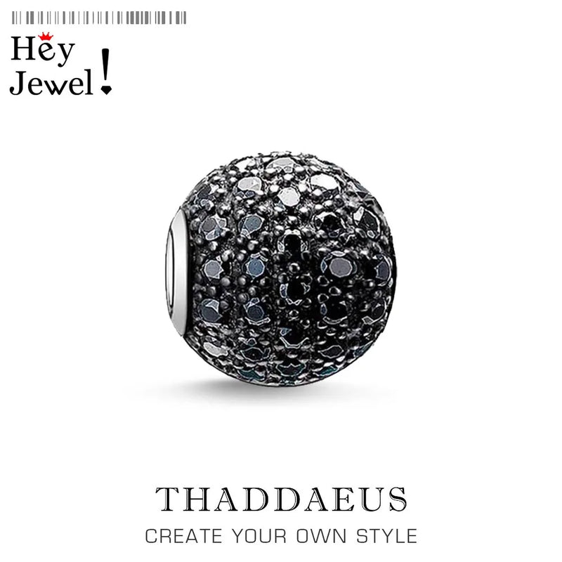 Crystal Zircon Pave Ball Charm Bead for DIY Fine Jewelry Making
