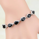 CZ Water Drop Bracelet w/ 925 Silver Chain 7 inch