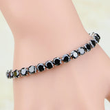 CZ Silver Link Chain Bracelet 7 inch for Women