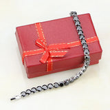 CZ Silver Link Chain Bracelet 7 inch for Women
