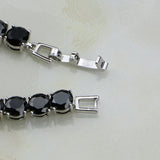 CZ Silver Link Chain Bracelet 7 inch for Women