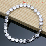 CZ Silver Link Chain Bracelet 7 inch for Women