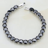 CZ Silver Link Chain Bracelet 7 inch for Women