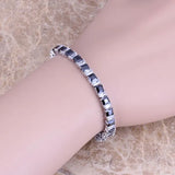 CZ Silver Plated Chain Bracelet 7 inch