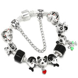 Panda Beads Bracelet With Bamboo Pendant Snake Chain Charm Bracelets