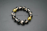 DZI 14mm Round Faceted Stone Beads Man's Stretch Bracelet
