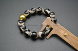 DZI 14mm Round Faceted Stone Beads Man's Stretch Bracelet