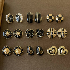 Heart Flower Metal French Ear Studs for Women clous d'oreilles