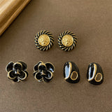Heart Flower Metal French Ear Studs for Women clous d'oreilles