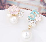Rose Pearl Asymmetric Drop Earrings