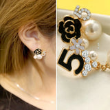 Rose Pearl Asymmetric Drop Earrings