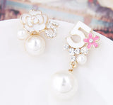 Rose Pearl Asymmetric Drop Earrings