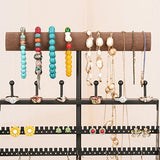 Tiered Earring Holder Jewelry Organizer Display Stand with Wooden Tray
