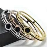 Enamel Charm Circle Roman Numeral Bracelet Stainless Steel Jewelry Bangle