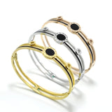 Enamel Charm Circle Roman Numeral Bracelet Stainless Steel Jewelry Bangle