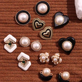Enamel Metal Heart Pearl Earrings Vintage Jewelry Gift