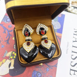 Enamel Rhinestone Necklace Pendant Double Strands Pearls