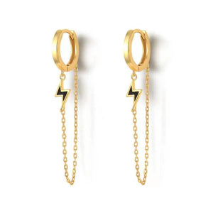 Enamel Hoop Earrings for Women Heart Lightning Cross Chain Piercing Jewelry