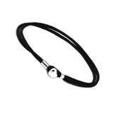 Fabric Cord Bracelet with Heart Buckle Sterling Silver Jewelry for Women