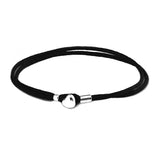 Fabric Cord Bracelet with Heart Buckle Sterling Silver Jewelry for Women