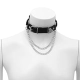 Women's Punk Chain Leather Choker Necklace