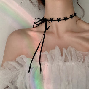 Stars Lace Chalaza Necklace Bow Necklace Princess Clavicle Chain